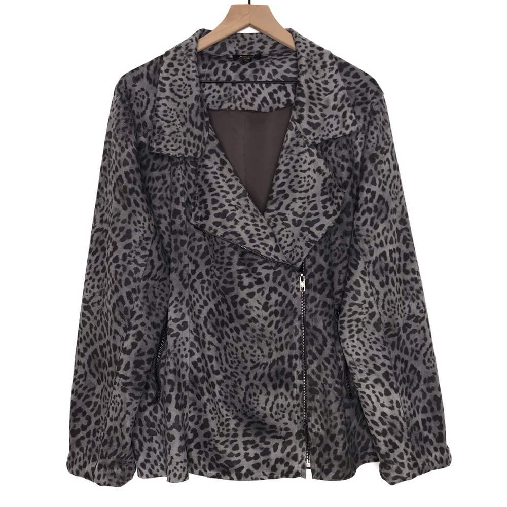 ODDY Spotted Cheetah Vegan Suede Moto Jacket 2xl /3xl